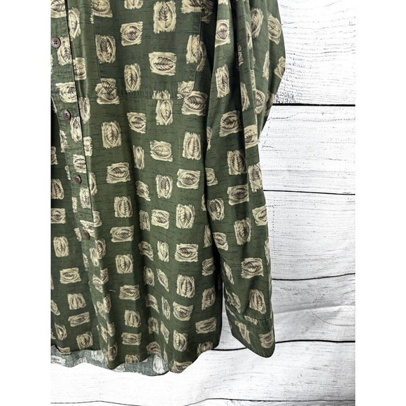 VTG Ralph Lauren Chaps Large Shirt Button Down Long Sleeve Green Leaves Nature - Picture 4 of 9